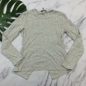 Derek Lam 10 Crosby Womens Striped Top Size XS Cream Black Cross Back Tee